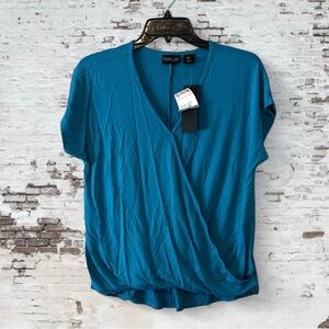 Women's Teal Blue Wrap Top